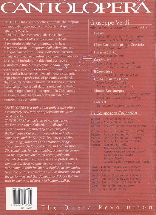 Cantolopera: Verdi Arie Per Tenore 2 - Piano Vocal Score and CD with instrumental and vocal versions - tenor a klavír